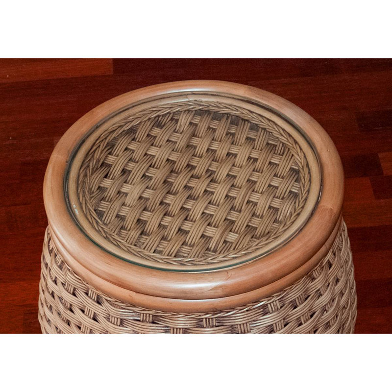 Kona Glass Tray Top End Table, Antique Honey