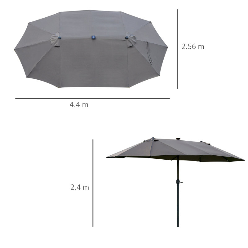Icarus 4.4m x 2.6m Rectangular Traditional Parasol, Dark Grey