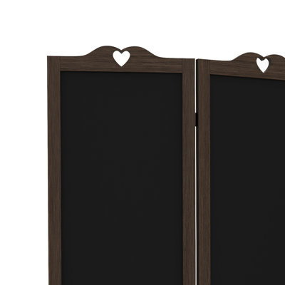 4 Folding Privacy Barrier, 5.5 Ft Tall, Walnut Brown With Blackboard For Bedroom Tall Fence,