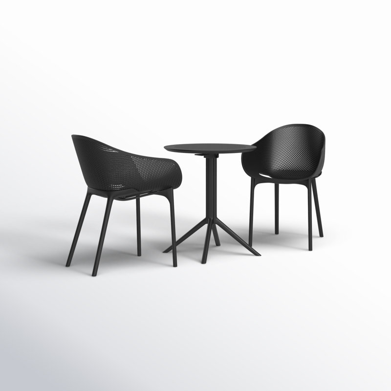 Farrah 24'' Round 2 - Person Bistro Set with Round Stacking Chairs, Black