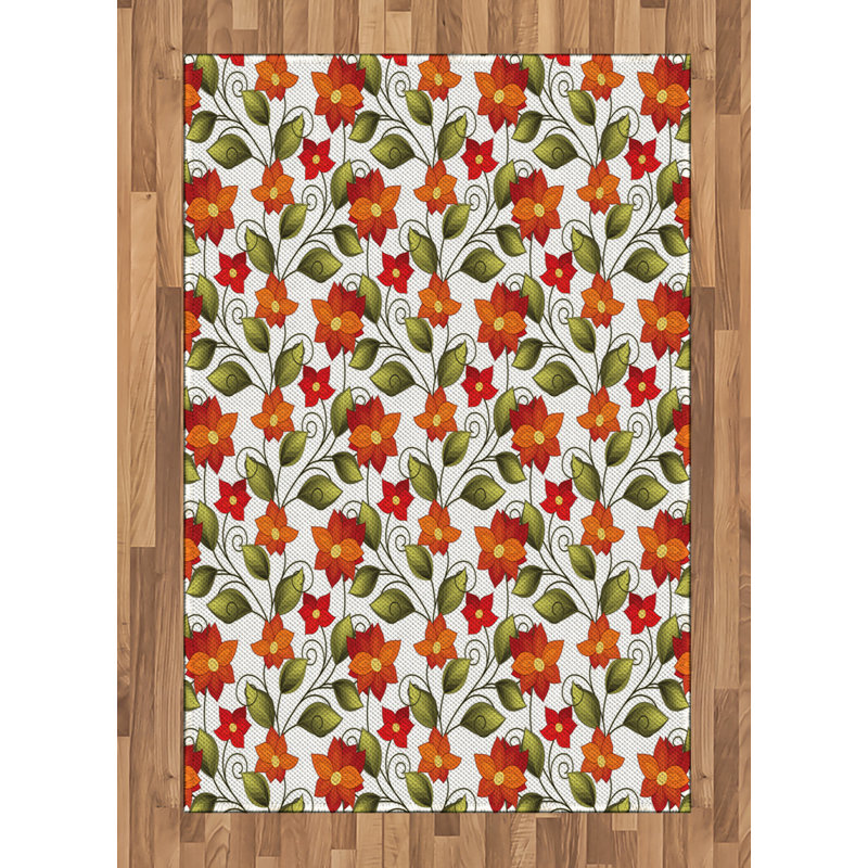 Floral High Density Long Fiber Poly Threads Decorative Area Rug Carpet, Rectangle 4' x 5'8"