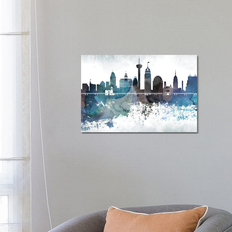 San Antonio Bluish Skylines 1 Piece Wrapped Canvas Wall Art, 45.72cm H x 66.04cm W