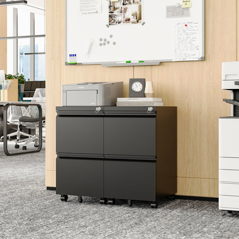 Kristoher 2-Drawer Mobile Vertical Filing Cabinet(Fully Assembled), Black (Fully Assembly)