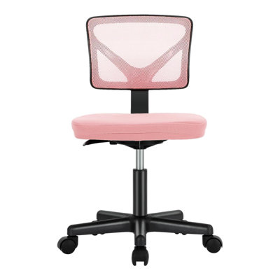 Armless Desk Chairs, Ergonomic Low Back Computer Chair No Arms, Adjustable Rolling Mesh Task Work Swivel Chairs With Wheels Work Vanity Chair For Small Spaces Home Bedroom Study