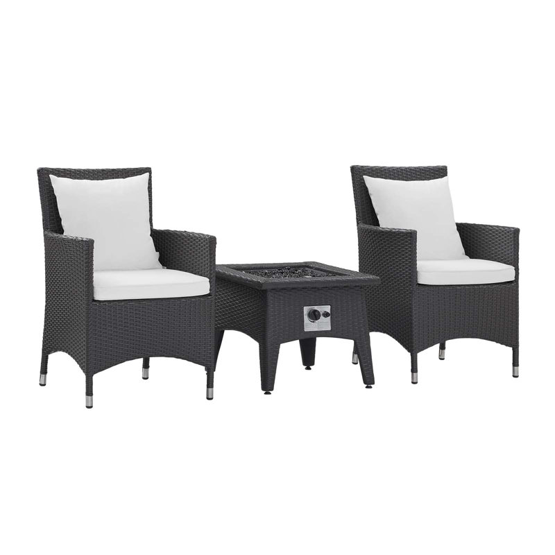 Ensemble de patio extérieur 3 pièces avec foyer Convene par Modway, Blanc