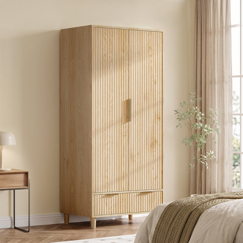 Armoire garde-robe 2 portes 1 tiroir, Bois