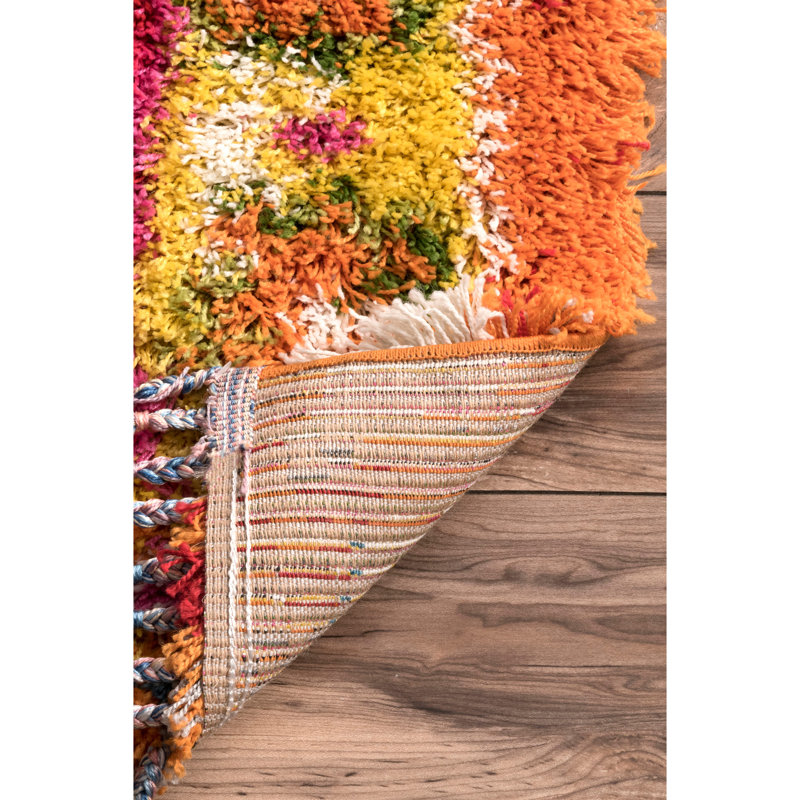 Tapis à poil long performance rose / vert thierry, Rectangle 7 pi 10 po x 10 pi 8 po