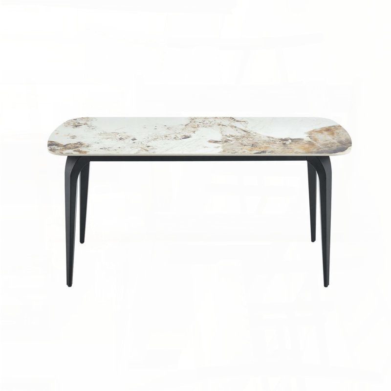 Modern Luxury Sintered Stone Dining Table (Pandora Beige), 29.9" H x 63" W x 33.5" D