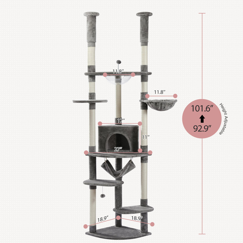 Arbre à chat H 92,9 po Eulanda, Gris