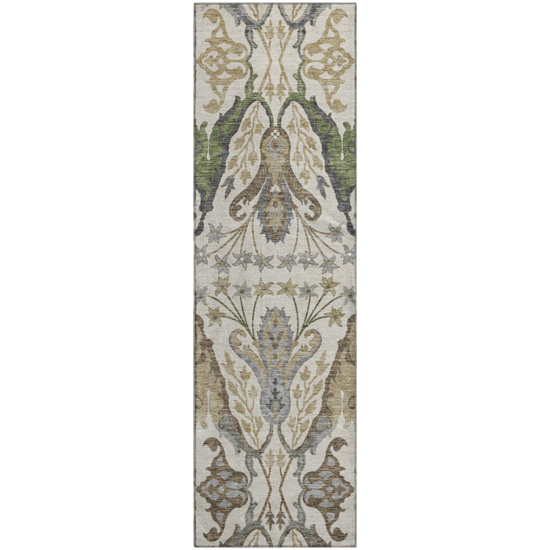 Premium Machine Washable Gurubaksh AMF1153 Global Rug, Tapis de couloir 2 pi 3 po x 7 pi 6 po