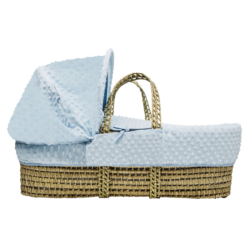 No Pattern Cotton Moses Basket Bedding Set, Blue