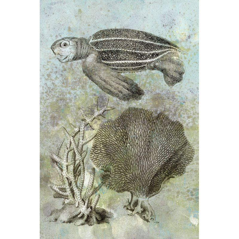 Underwater Sea Turtle II - Painting, 91 cm H x 61 cm W, Wrapped Canvas