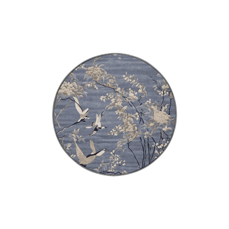 Machine Washable Gray Area Rug, Round 7'