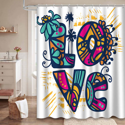 Rideau de douche imperméable avec 12 crochets SurfLove
