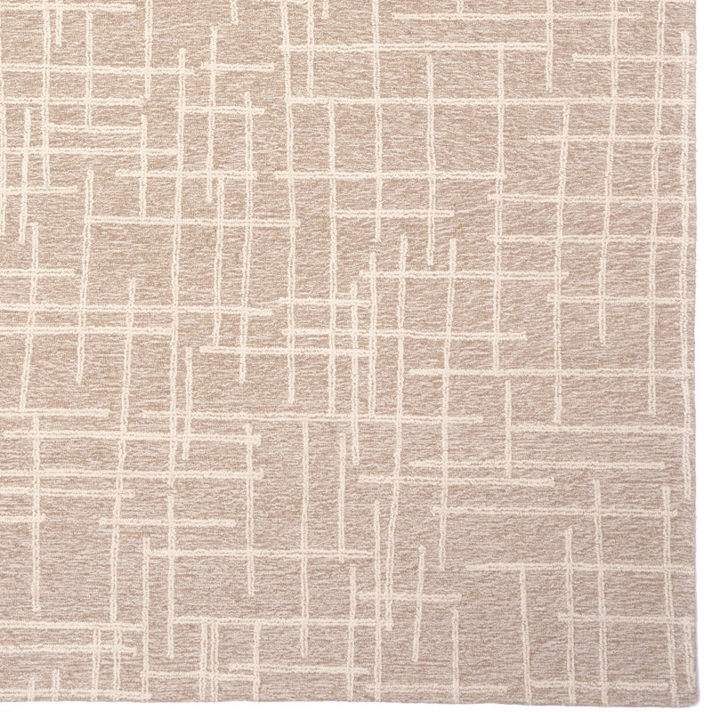 Jaterion Performance Hand Tufted Wool Geometric Indoor Rug, Rectangle 9' x 12'