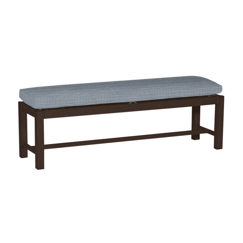 Banc d'extérieur sans dossier 60 po Club Wrought, InsideOut® Rollo ‑ lin Chambray, Pas de soudure, Acajou