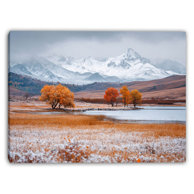«Lone Autumn Tree Lake», art mural sur toile tendue