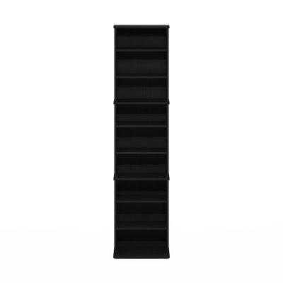 9-Shelf Tall Narrow Media Rack With Adjustable Shelves For Dvds & Cds