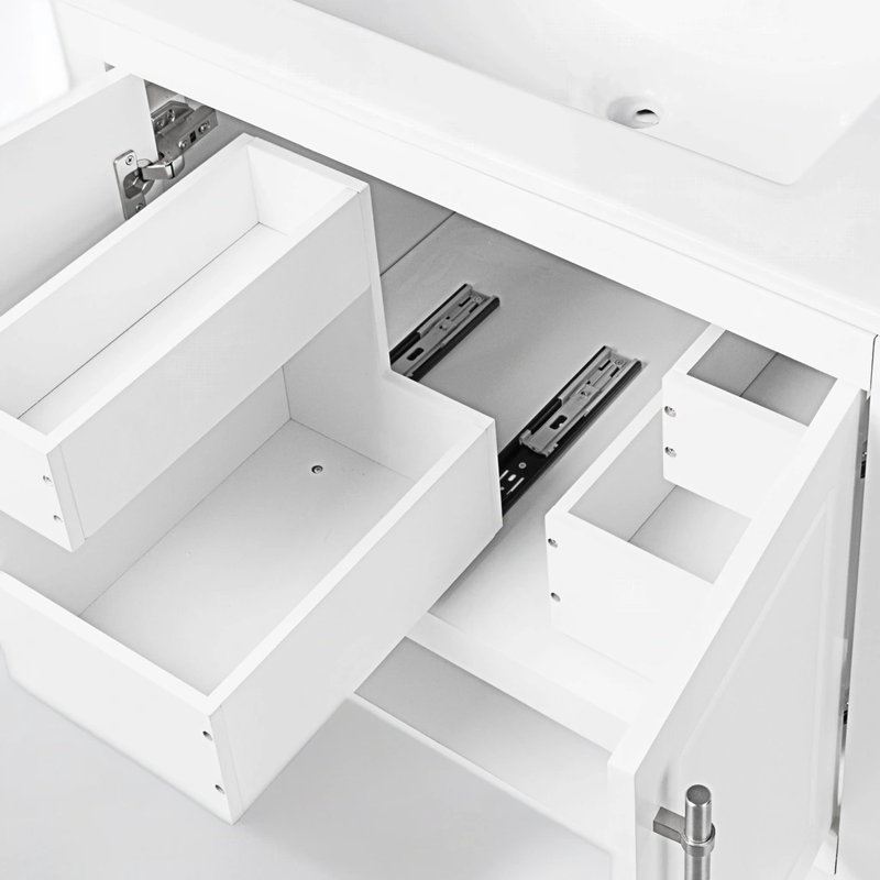 30'' Single Bathroom Vanity with Ceramic Top, White