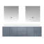 Meuble-lavabo double gris foncé de 72 po X P 22 po D, plateau en quartz blanc et Miroirs à DEL-118001249
