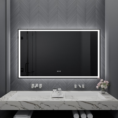 60" W x 36" H Frameless LED Bathroom / Vanity Mirror with Anti-Fog & Dimmable Lighting
