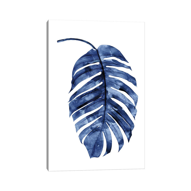 Indigo Palm II by Melonie Miller - Wrapped Canvas Painting, 30.48 cm H x 45.72 cm W