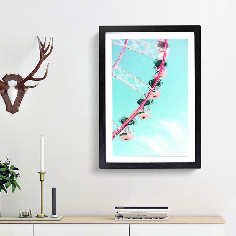 Ferris Wheel - Picture Frame Graphic Art Print, Black, 60cm H x 40cm W x 2cm D