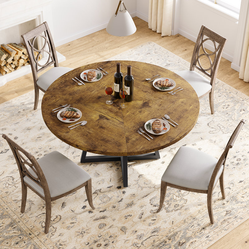 Metal Base Dining Table, Brown