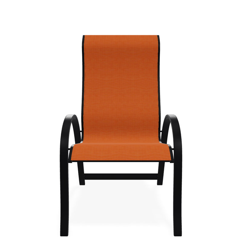 Chaise de patio empilable Hirotaka Supreme, Toile Sunbrella® tangerine, Noir texturé