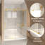 Porte de douche coulissante sans cadre 44-48 "x 76", verre trempé transparent 5/16 "(8mm), cadre en acier inoxydable, or brossé