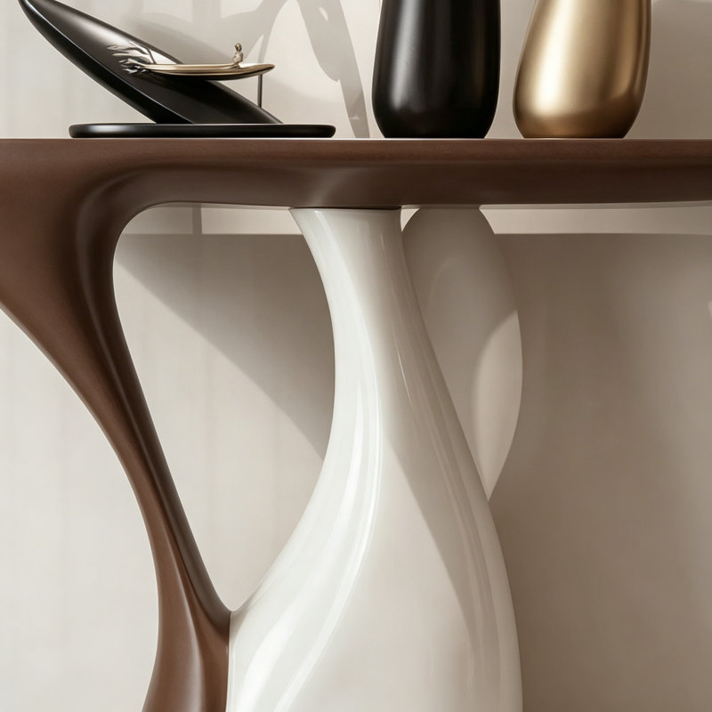 Console Modern Luxury, White, Brown, Brown / White