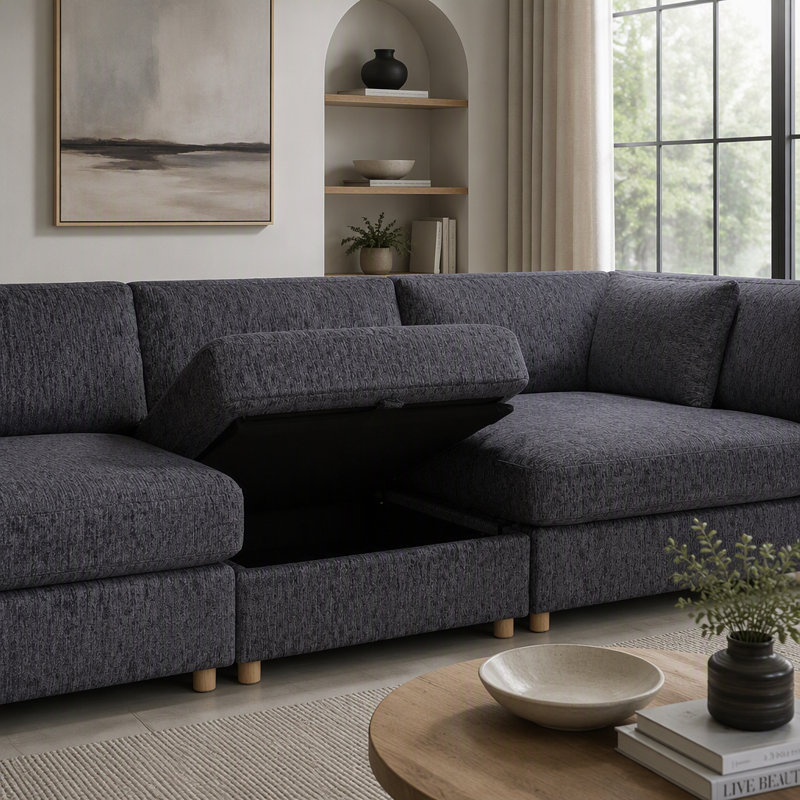 Canapé modulaire modulaire, canapé convertible avec rangement, ensemble de canapés en tissu pliant multifonctionnel, canapé 6 places (gris)
