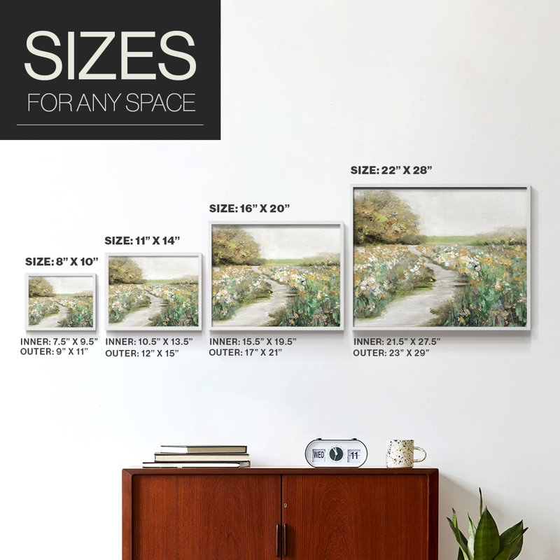Quiet Meadow -Framed Print - Restickable, H 11 po x l 14 po, Blanc