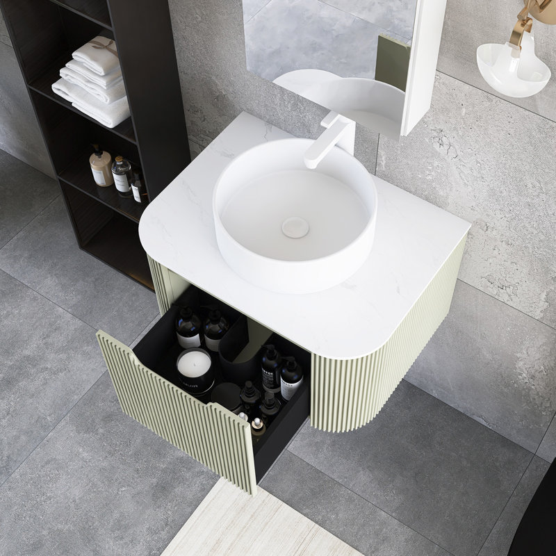 Meuble-lavabo mural 24 po avec lavabo, Beige