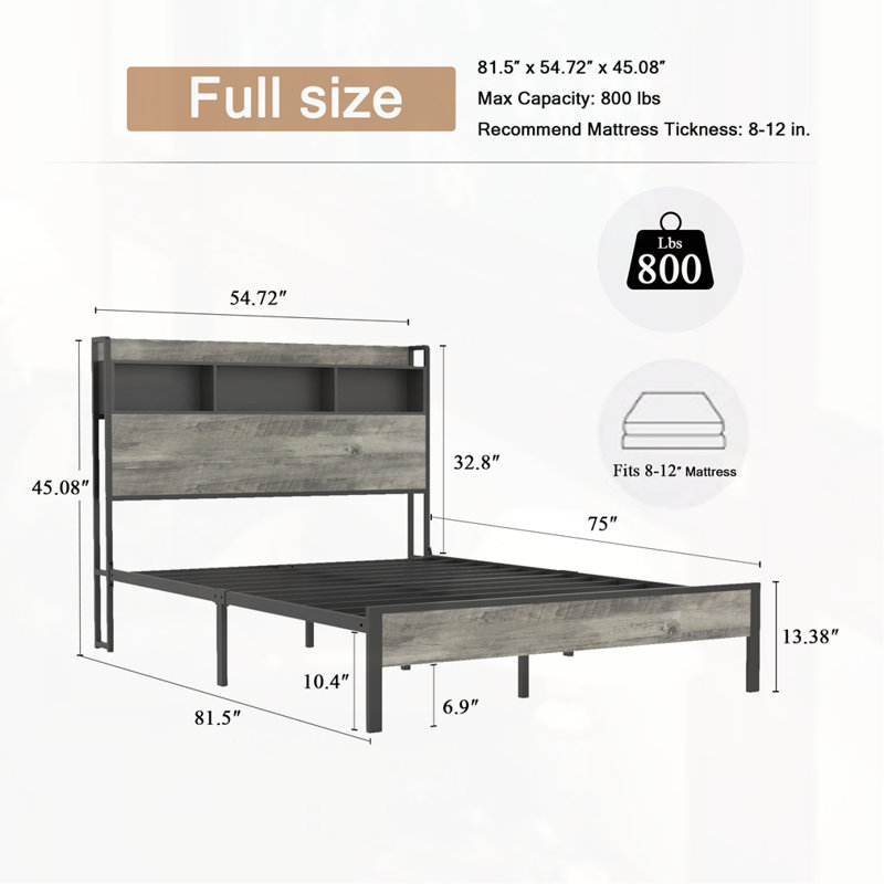 Full Size Wooden Platform Bed Frame, Full
