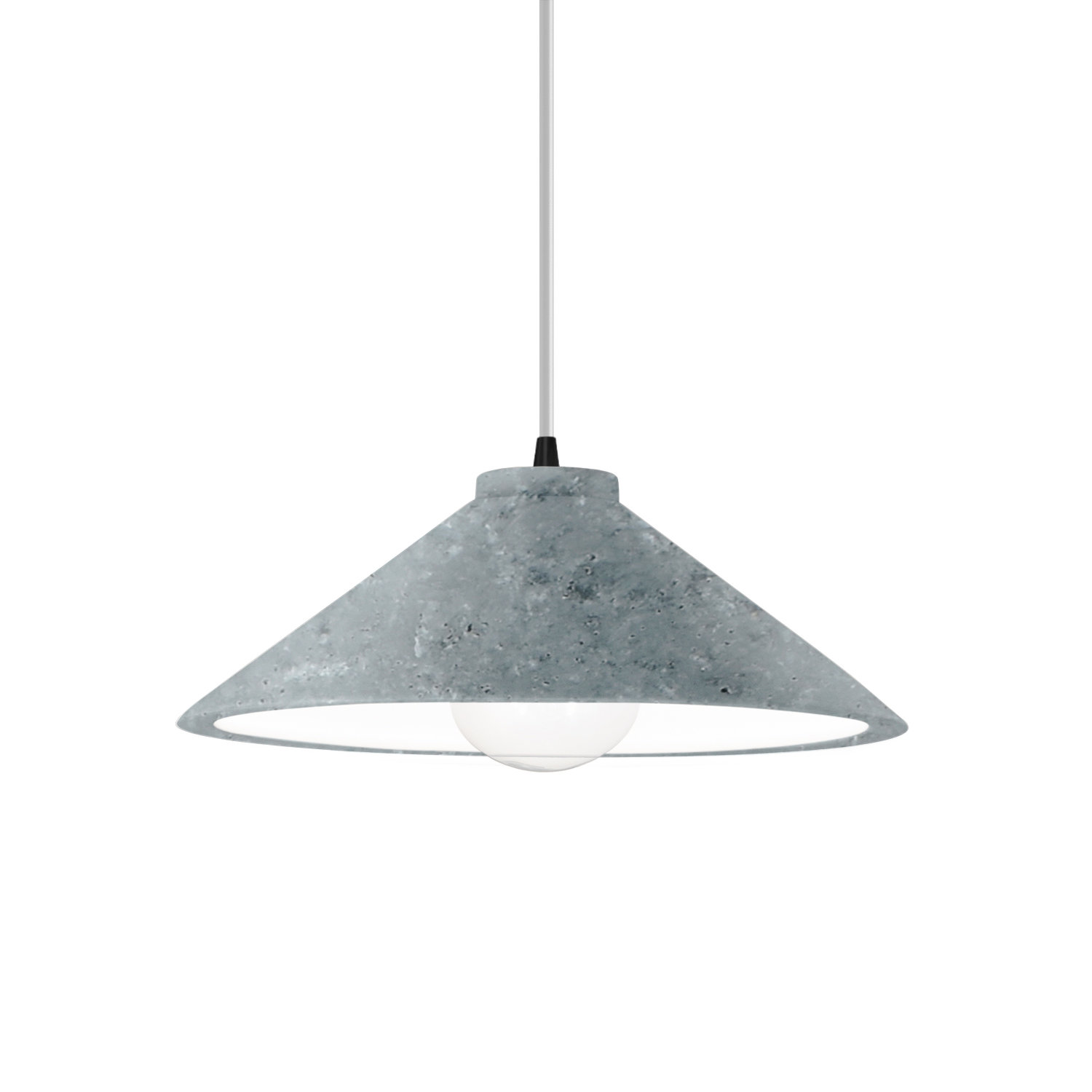 Leni Dimmable Cone Single Light Pendant, Matte Black, Concrete
