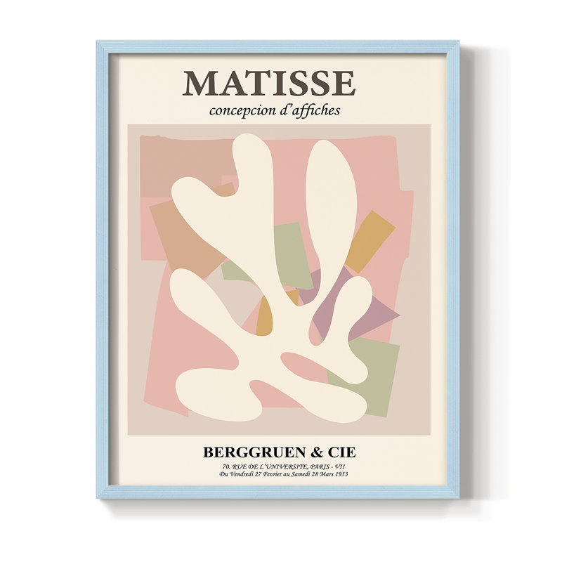 Matisse, reproduction d'art encadrée en bois massif, Bleu, H 10 po x l 8 po