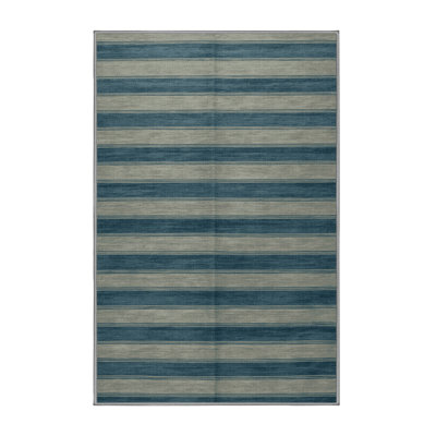 Machine Washable Horizontal Stripes Brown Area Rug