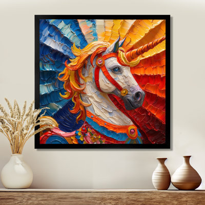 Carrousel à cheval jaune rouge spirale - cheval, décoration murale, art mural, salon