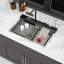 Évier de cuisine 30 po - évier cascade 30 po x 19 po x 9 po à cuve simple multifonction de calibre 16 en acier inoxydable avec fonctions numériques
