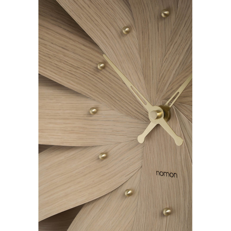 Walnut Analog Wall Clock, Beige/Brown, Small