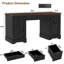 Bureau d'ordinateur de 58 po de largeur avec cabinet de rangement et tiroirs, bureau de ferme à la maison, bureau de direction en bois avec station de charge-1591910323