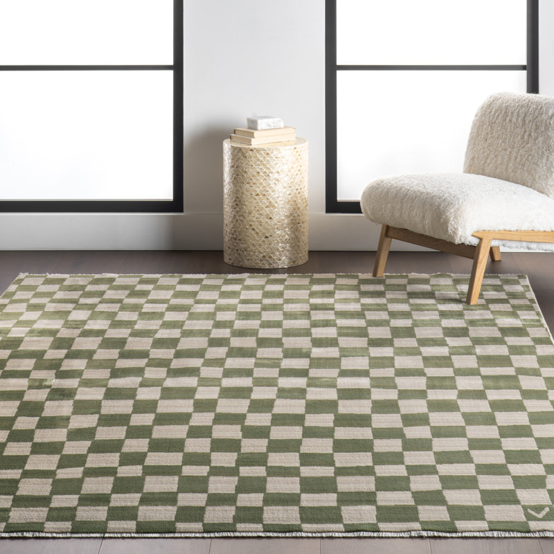 Tapis à motif abstrait à carreaux Dossantos, Rectangle 6 pi 7 po x 9 pi 8 po