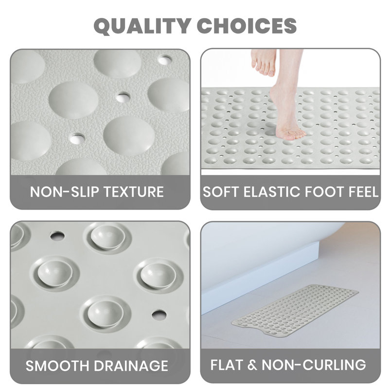 TPE,PVC-free Non-Slip Bath Mat, Grey