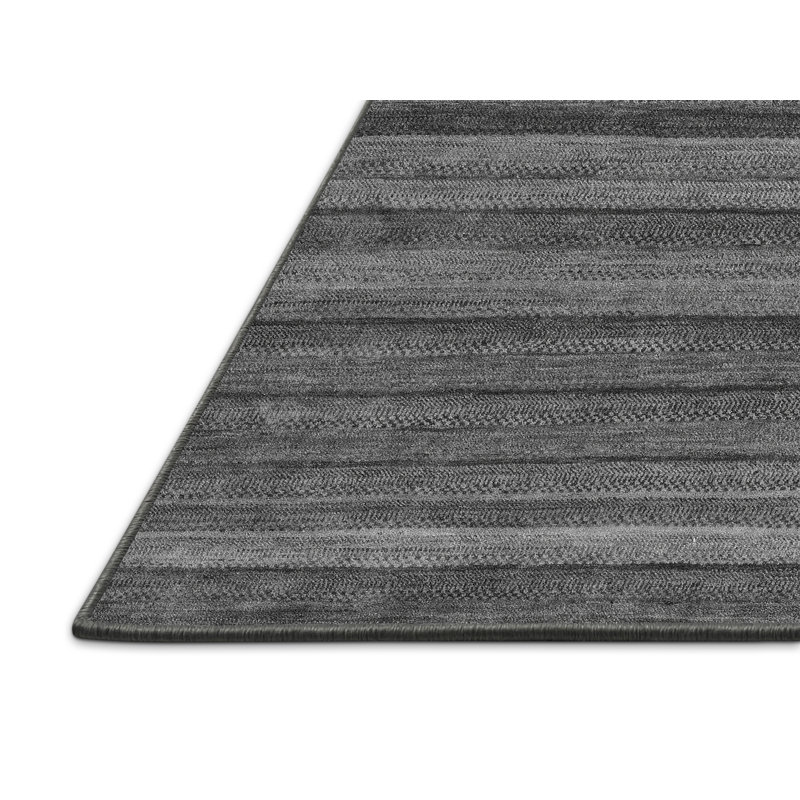 Tapis gris tissé à la machine Chisem, Rectangle 2 pi x 4 pi