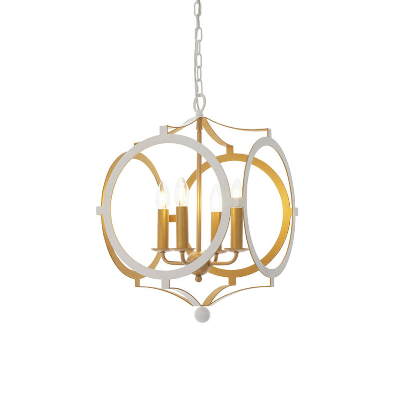 Natascha 4 - Light Geometric Chandelier, Matte White/Gold