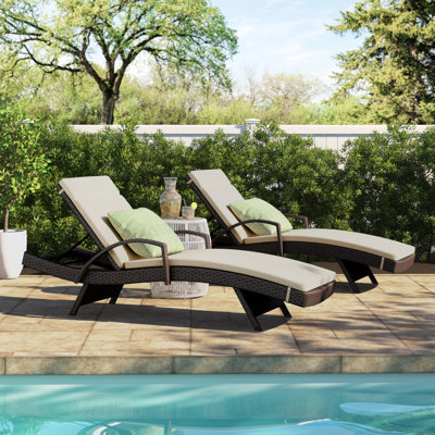 Billur Outdoor Reclining Chaise Lounge with Cushion by Wade Logan