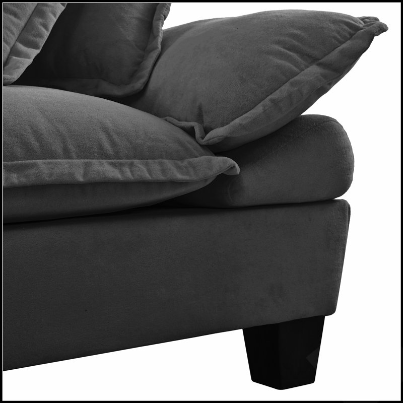 Canapé modulaire modulaire, canapé en U en forme de nuage avec conception de voilier, canapé en chenille confortable à 6 places avec repose-pieds mobile pour le salon