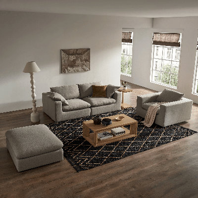 Canapé modulaire à assise profonde avec repose-pieds 2 places Modholic Duke