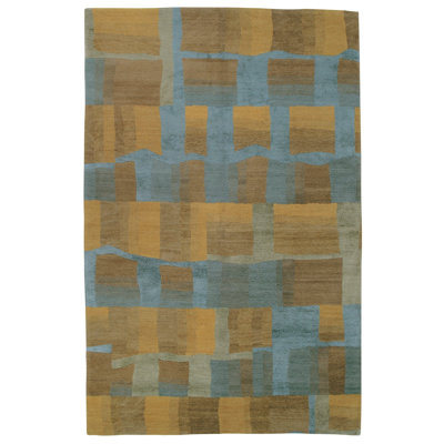 Eva H Geometric Area Rug in Blue/Brown/Gold